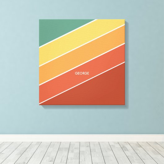 Name der farbenfrohen, minimalistischen Diagonalst Leinwanddruck (Insitu (Holzboden))