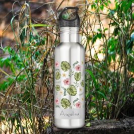 Name der farbenfrohen rosa Blume Edelstahlflasche