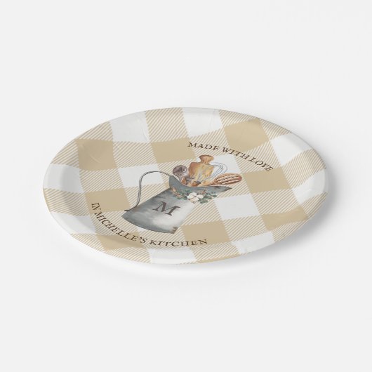 Name der Farm Monogram Pappteller (Schrägansicht)