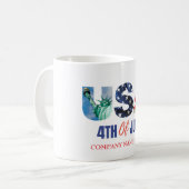 Name der Firma, 4. Juli Patriotic USA Flag Kaffeetasse (Vorderseite Links)