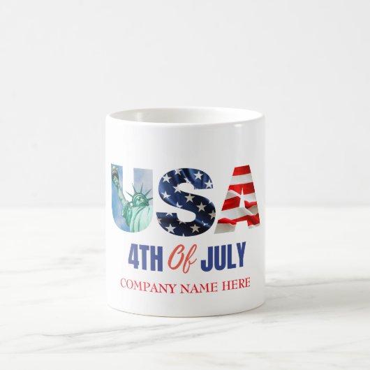 Name der Firma, 4. Juli Patriotic USA Flag Kaffeetasse (Mittel)