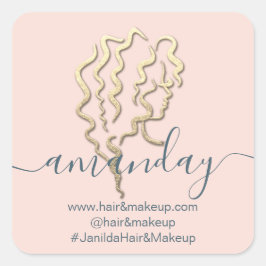 Name der Firma Beauty Studio Rose Gold Quadratischer Aufkleber