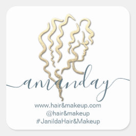 Name der Firma Beauty Studio White Gold Quadratischer Aufkleber