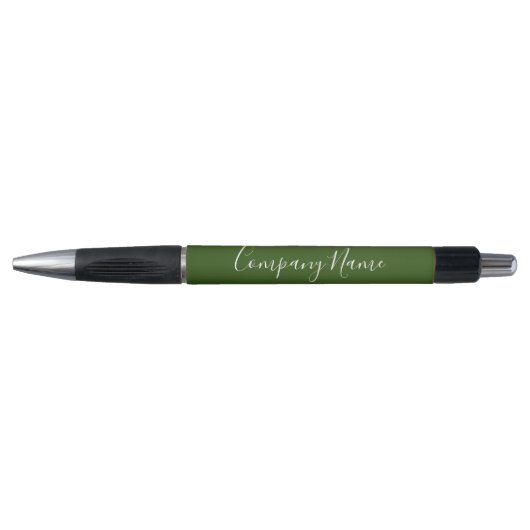 Name der Firma "Dark Green" und "White Script" Kugelschreiber (Vorderseite)
