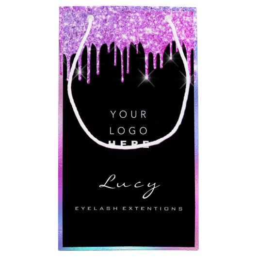 Name der Firma für benutzerdefinierte Logos Tropfe Kleine Geschenktüte (Rückseite)