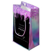 Name der Firma für benutzerdefinierte Logos Tropfe Kleine Geschenktüte (Vorderseite Schrägansicht)