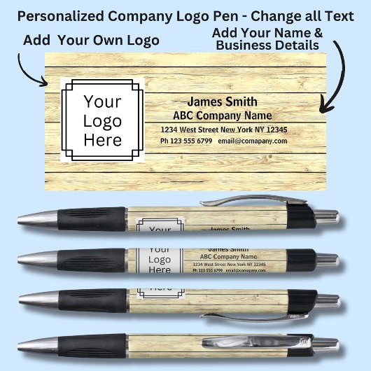 Name der Firma hinzufügen usw. Lichtholzeffekt Kugelschreiber