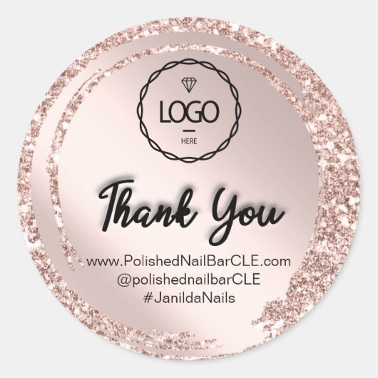 Name der Firma Logos Vielen Dank Shopping Rose Gli Runder Aufkleber (Vorderseite)