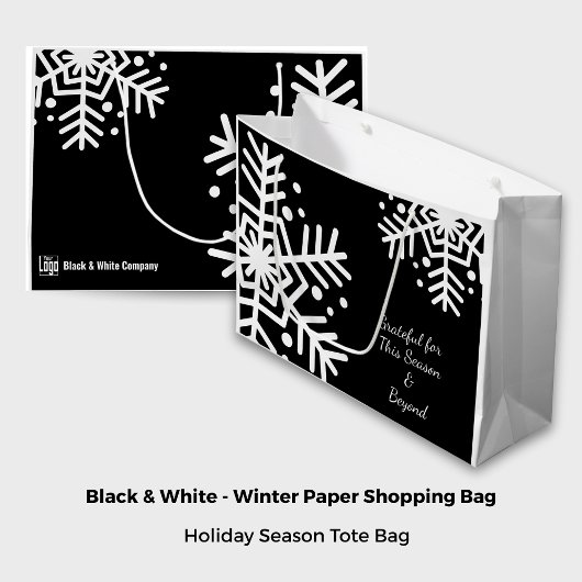 Name der Firma Snowflake Black & White Motto Große Geschenktüte