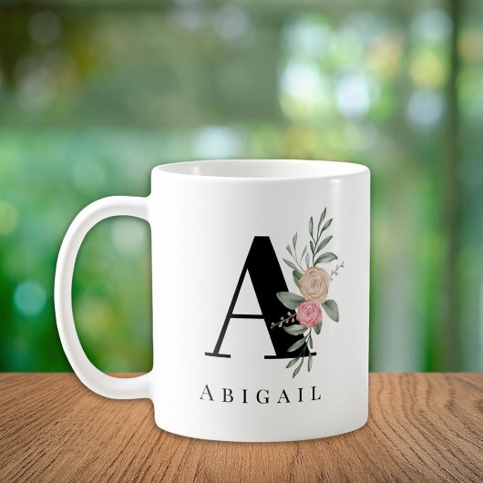 Name der floral Custom Monogram Kaffeetasse