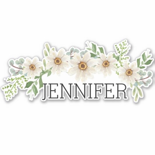 Name der floralen Monogrammbezeichnung für Wasserf Aufkleber (Vorderseite)