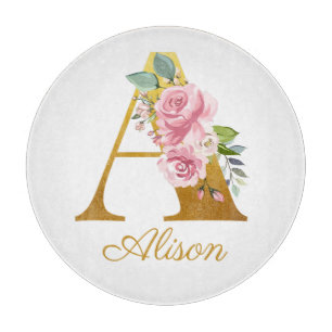 Name der floralen Monogrammbezeichnung Initial Bot Schneidebrett
