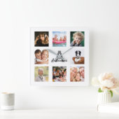 Name der Foto-Collage Quadratische Wanduhr (Zuhause)