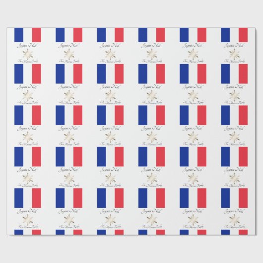 Name der französischen Familie Joyeux Noël Flag un Geschenkpapier (Flach)