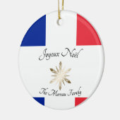 Name der französischen Familie Joyeux Noël Flag un Keramik Ornament (Links)