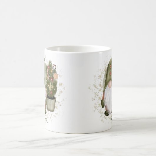 Name der Funny Christmas Gnome Tree Monogram Kaffeetasse (Mittel)