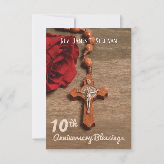 Name der Gebetskarte 10. Ordination Jubiläum Rose Dankeskarte (Vorderseite)