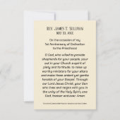 Name der Gebetskarte 1. Ordination Jubiläum Altar Dankeskarte (Rückseite)