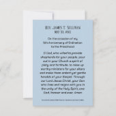 Name der Gebetskarte 5. Ordination Jubiläum Blau Dankeskarte (Rückseite)