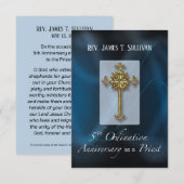 Name der Gebetskarte 5. Ordination Jubiläum Blau Dankeskarte (Vorne/Hinten)