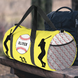 Name der Gelben Baseball-Ball-Silhouette Duffle Bag