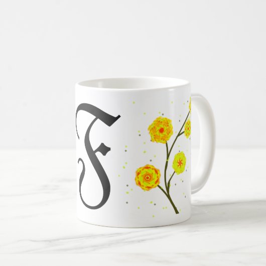 Name der gelben floralen Monogramm Kaffeetasse (VorderseiteRechts)