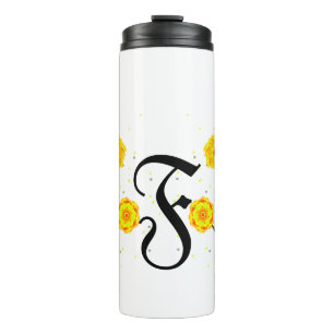 Name der gelben floralen Monogramm Thermosbecher