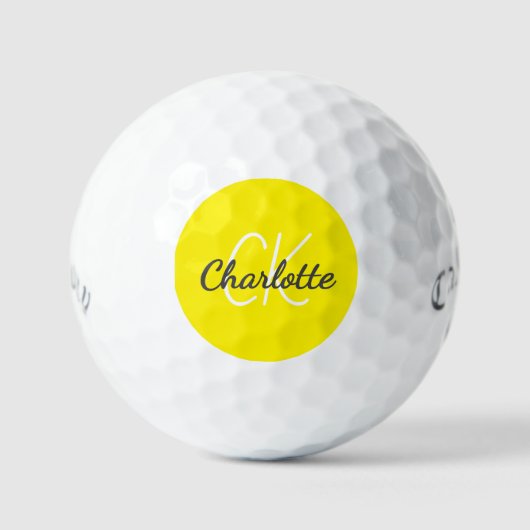 Name der gelben Monogramm-Initialen Golfball (Vorderseite)