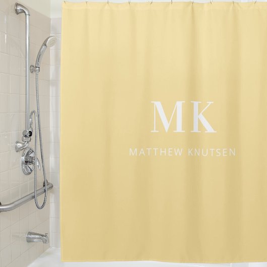 Name der gelben, weißen Monogramm Duschvorhang