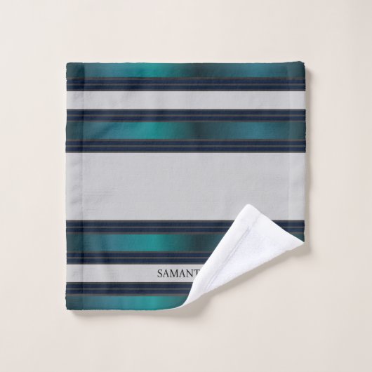 Name der geometrischen Streifen in blau und grau Badhandtuch Set (Waschlappen)