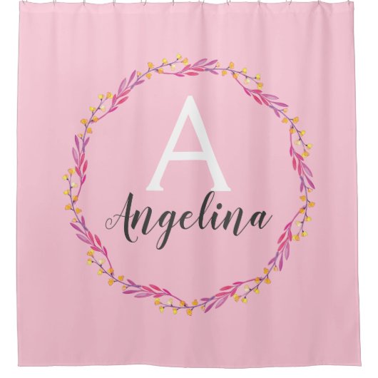 Name der Girl Blush Pink Bläschen Bläschen Duschvorhang (Vorderseite)