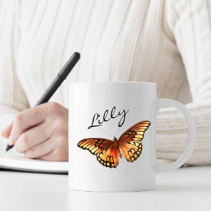 Name der Girl-Butterfly-Script-Monogramm Kaffeetasse