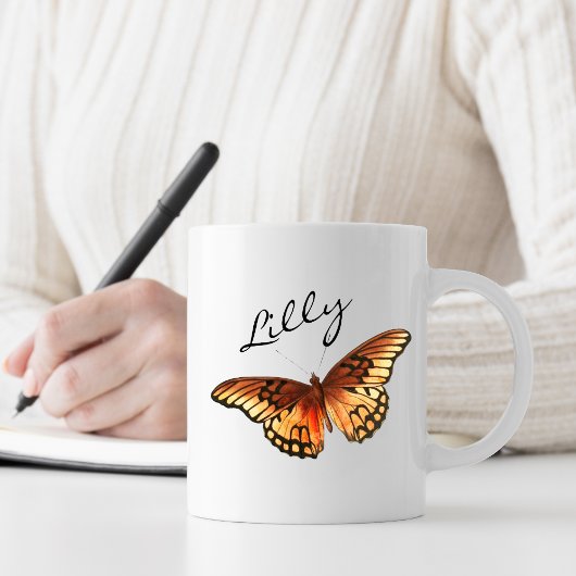 Name der Girl-Butterfly-Script-Monogramm Kaffeetasse