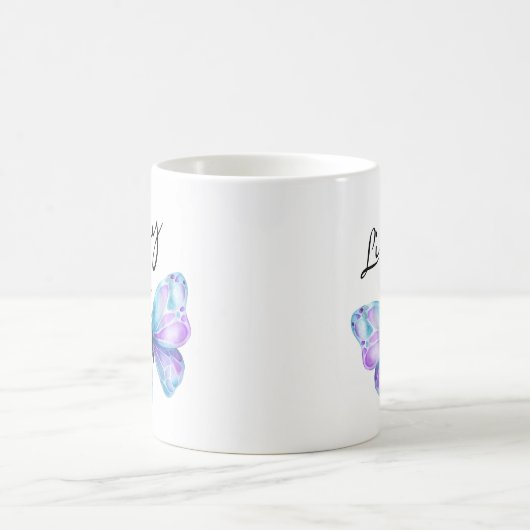 Name der Girl-Butterfly-Script-Monogramm Kaffeetasse (Mittel)