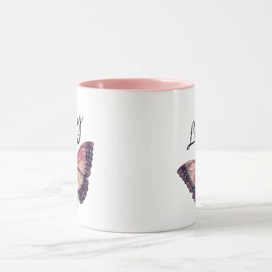 Name der Girl-Butterfly-Script-Monogramm Tasse (Zentrum)