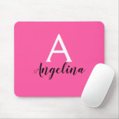 Name der Girl Hot Pink White & Black Monogram Mousepad (Mit Mouse)