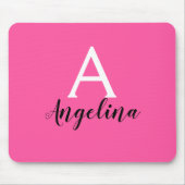 Name der Girl Hot Pink White & Black Monogram Mousepad (Vorne)