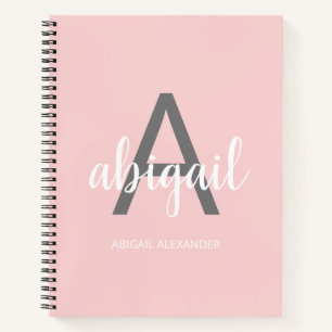 Name der Girl Modern Blush Pink Monogram Notizblock