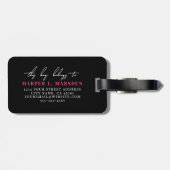 Name der Girl-Monogram-Datei (Hot Pink Black Girl  Gepäckanhänger (Rückseite horizontal)