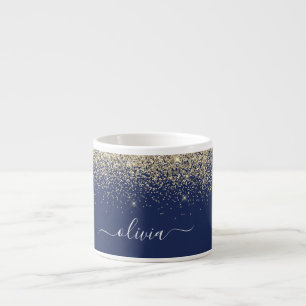Name der Girl Monogram für den Blue Glitzer Espressotasse