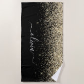 Name der Girl-Monogram-Glitzer Strandtuch (Vorderseite)