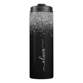 Name der Girl-Monogram-Glitzer Thermosbecher (Vorderseite)