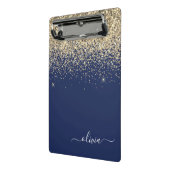 Name der Girl Monogram, Navy Blue Gold Glitzer Mini Klemmbrett (Gewinkelt2)