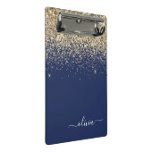 Name der Girl Monogram, Navy Blue Gold Glitzer Mini Klemmbrett (Schrägansicht)