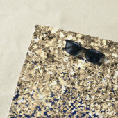 Name der Girl Monogram, Navy Blue Gold Glitzer Strandtuch (Beispiel)