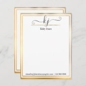 Name der Girl Monogram | vom Schreibtisch der Kart Mitteilungskarte (Vorne/Hinten)