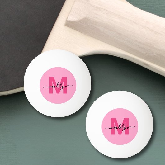 Name der Girl-Monogramm-heiße Pink Tischtennisball