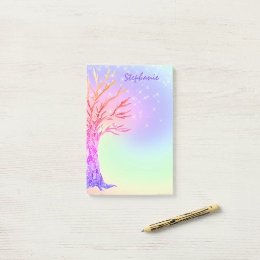 Name der Girl-Rainbow-Glitzern Post-it Klebezettel (Auf Schreibtisch)