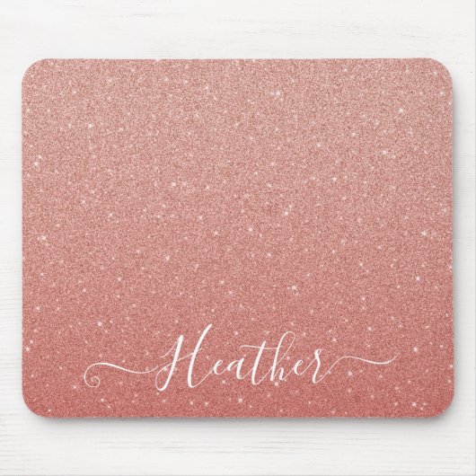 Name der Girl-Rose-Gold-Glitzer-Monogramm Mousepad (Vorne)
