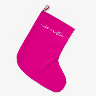 Name der Girl-Signatur (heiß rosa) Großer Weihnachtsstrumpf